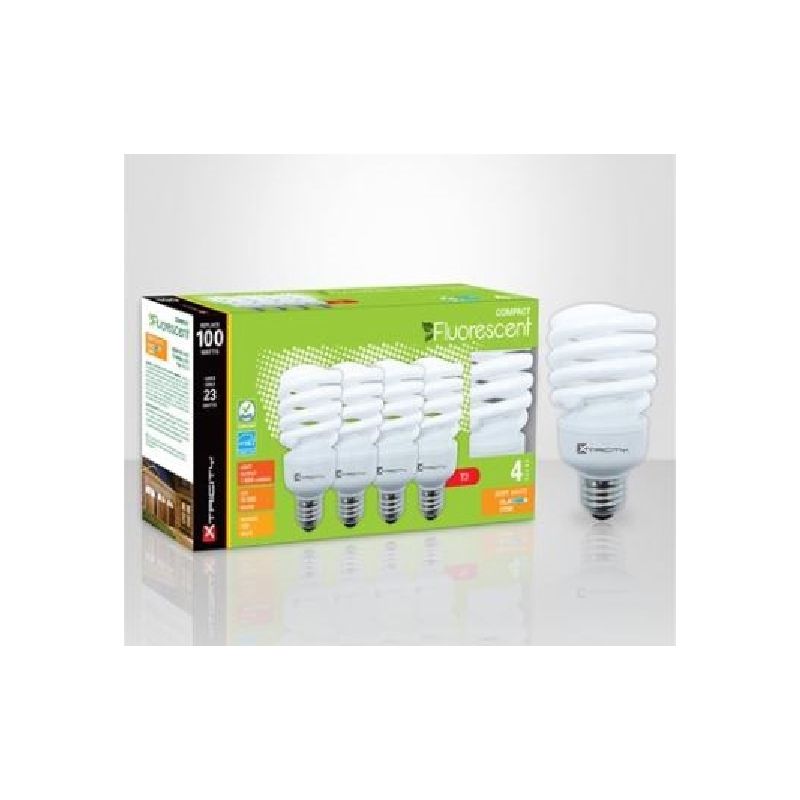 Xtricity 1-60402 Compact Fluorescent Bulb, 23 W, T2 Lamp, Medium Lamp Base, 1600 Lumens, 2700 K Color Temp