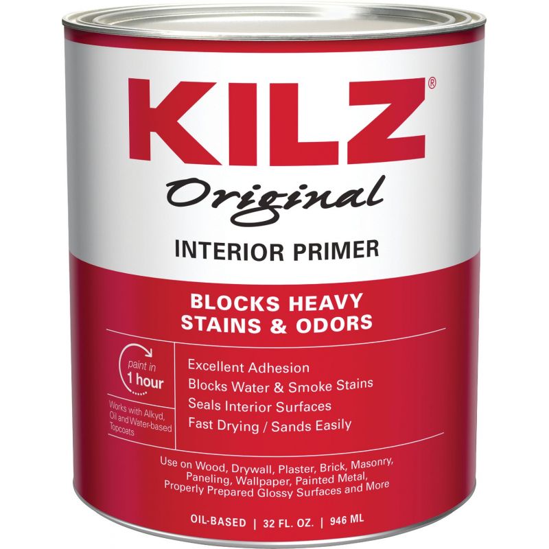 Kilz Original Interior Primer Sealer Stainblocker White, 1 Qt. (Pack of 6)