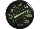 Taylor Glow In The Dark Indoor &amp; Outdoor Thermometer Black
