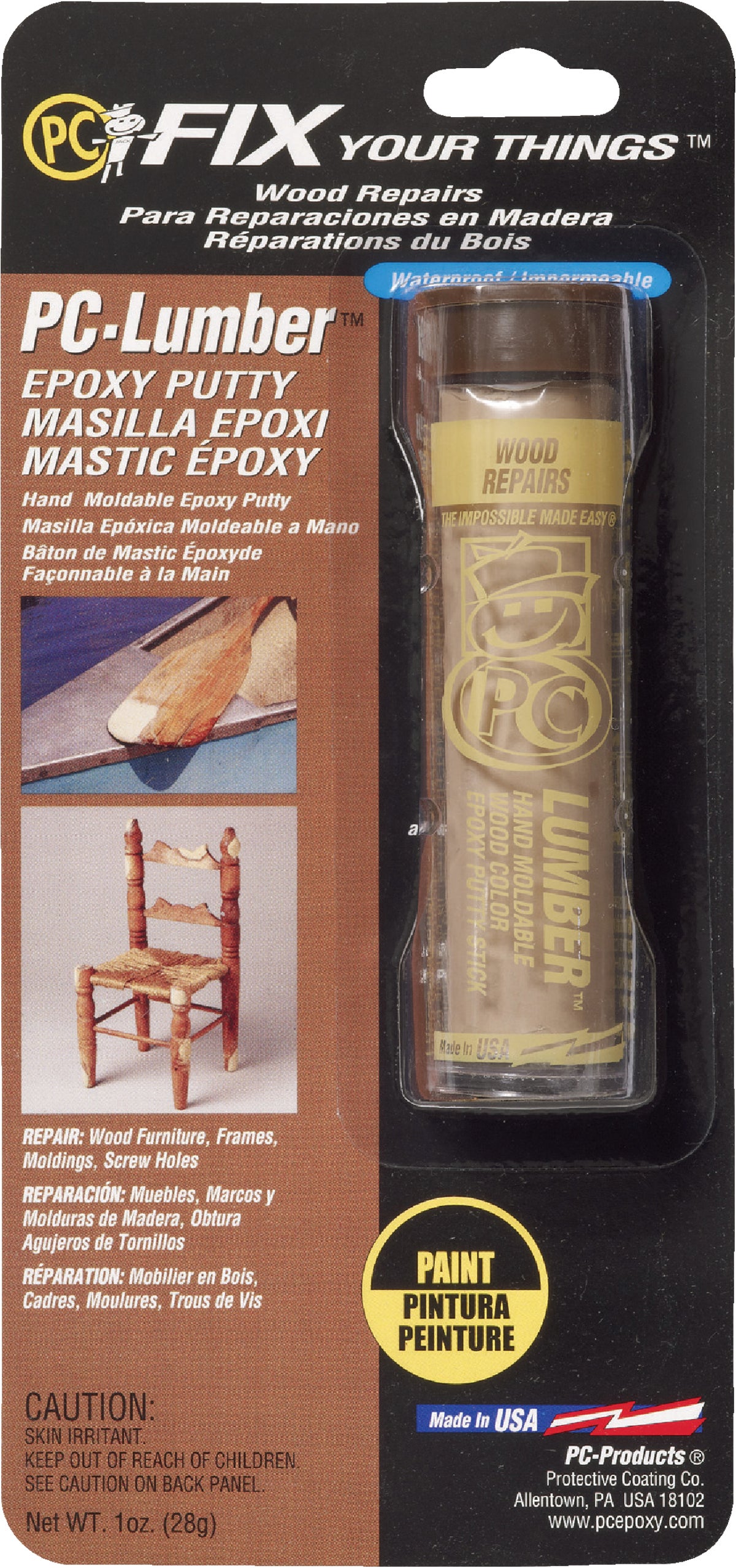 PC-Woody PC-WOODY 1.5OZ Wood Filler Epoxy Adhesive, 1.5 oz, Stick, White,  Paste