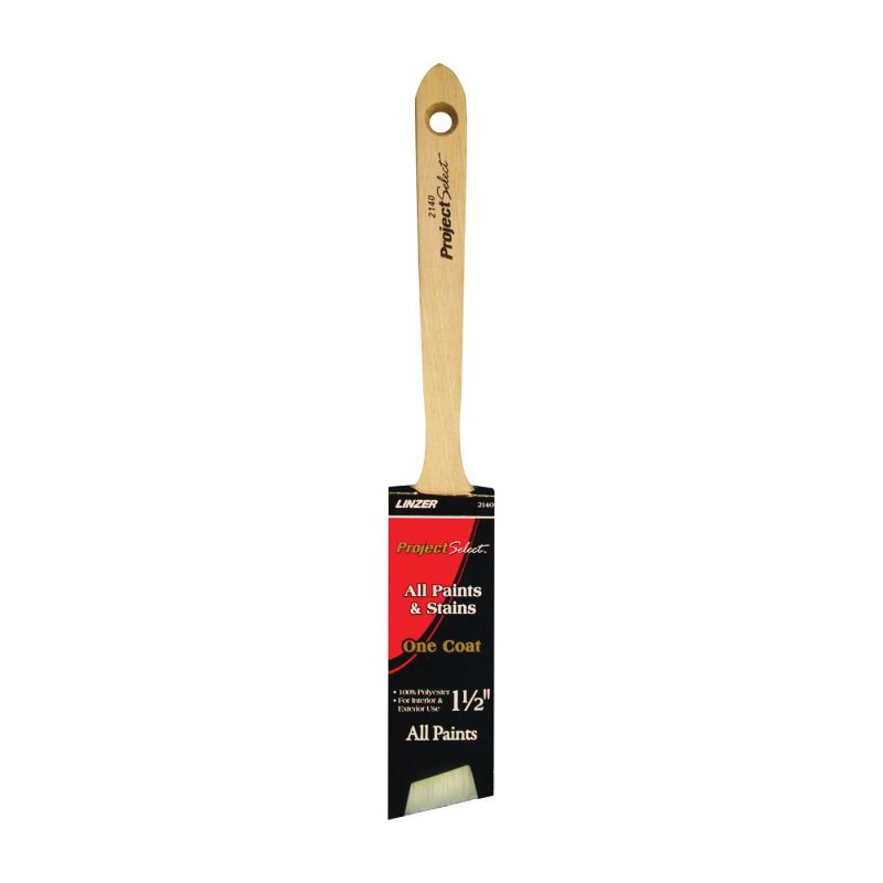 Linzer WC 2140-1.5 Paint Brush, 1-1/2 in W, 2-1/2 in L Bristle, Polyester Bristle, Sash Handle Natural Handle