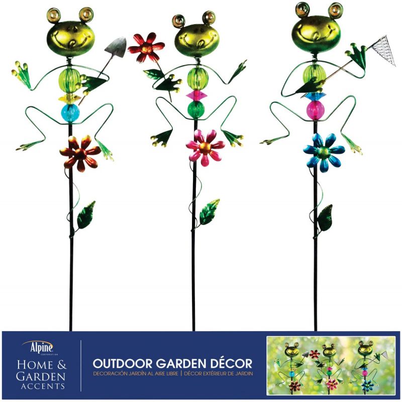Alpine Frog Garden Stake Lawn Ornament Assorted (Pack of 9)