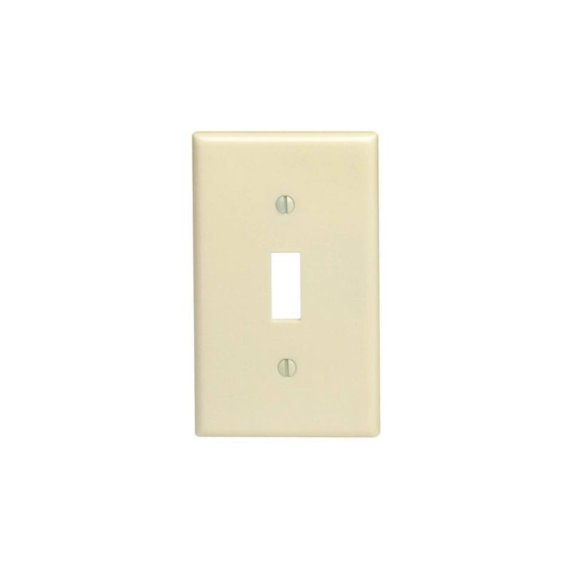 Leviton 020-86001-000 Wallplate, 4-1/2 in L, 2-3/4 in W, 1 -Gang, Thermoset, Ivory, Smooth Ivory