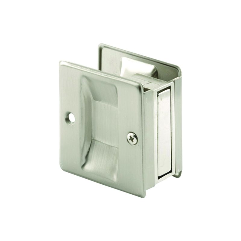 Prime-Line N 7238 Pocket Door Pull, 1-3/8 in W, 2-1/2 in D, 2-3/4 in H, Brass, Satin Nickel