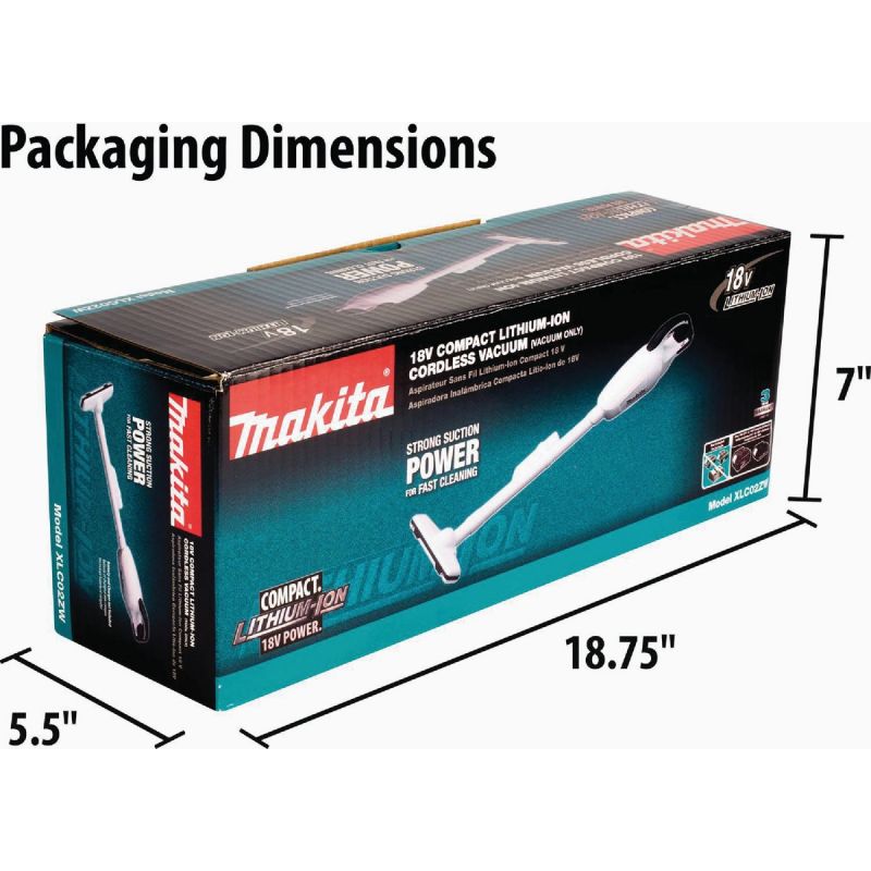 Makita 18V Cordless Bagless Compact Stick Vacuum Cleaner White-Bare Tool