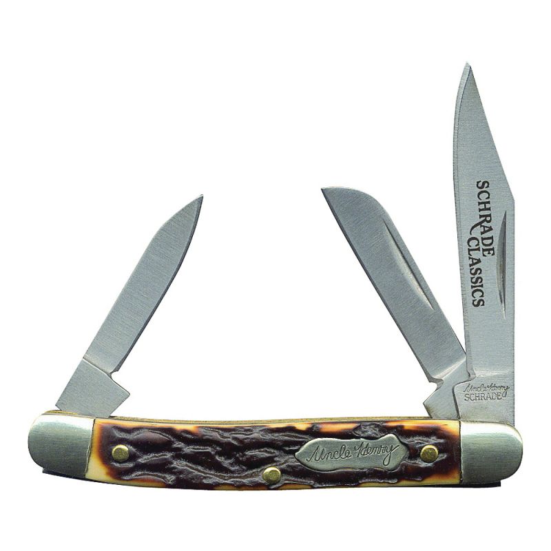 Uncle Henry 807UH Folding Pocket Knife, 2 in L Blade, 7Cr17 High Carbon Stainless Steel Blade, 3-Blade 2 In