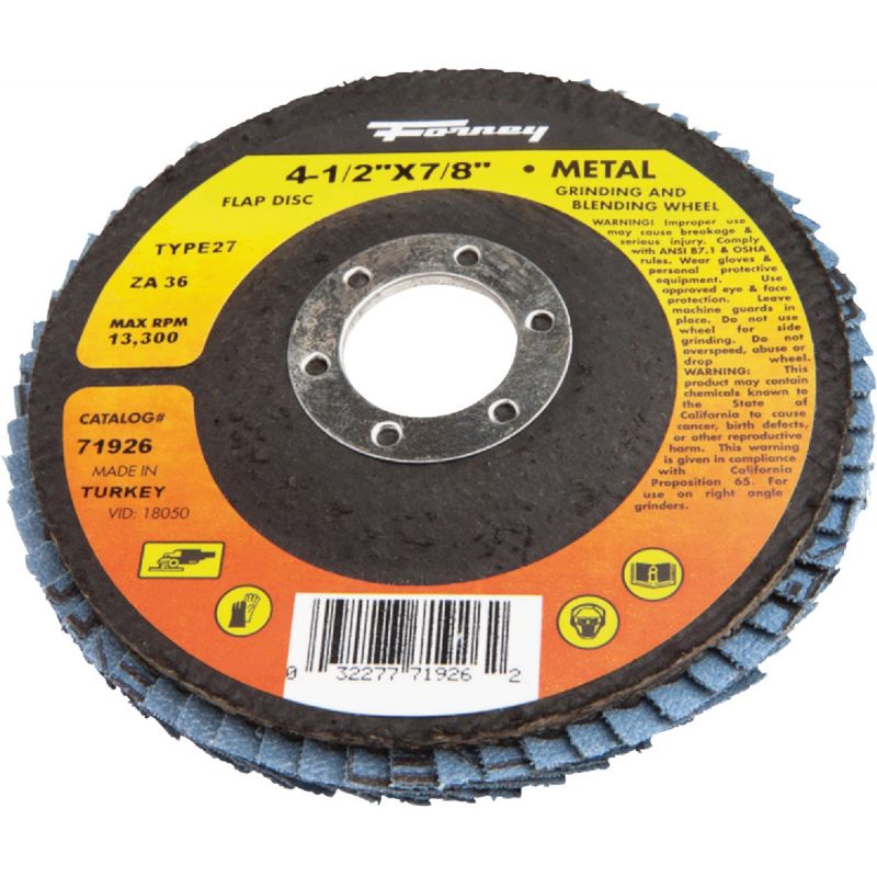 Forney Type 27 Blue Zirconia Angle Grinder Flap Disc