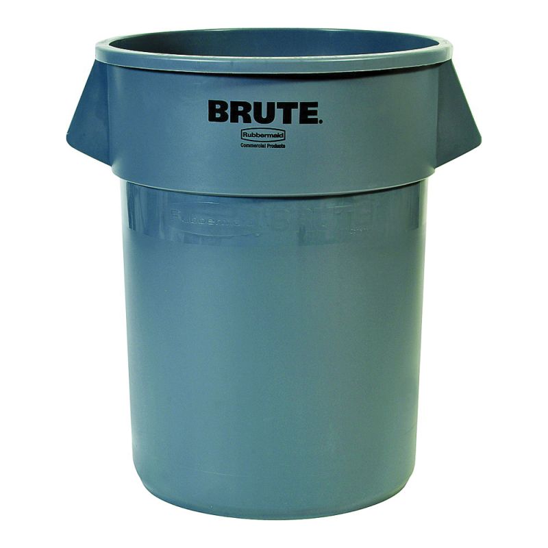 Rubbermaid 265500GRAY Trash Container, 55 gal Capacity, Linear Low-Density Polyethylene, Gray 55 Gal, Gray