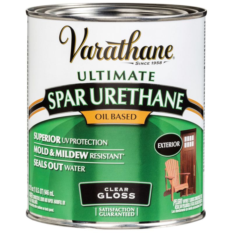 Varathane 9241H Spar Urethane Paint, Gloss, Liquid, Clear, 1 qt, Can Clear