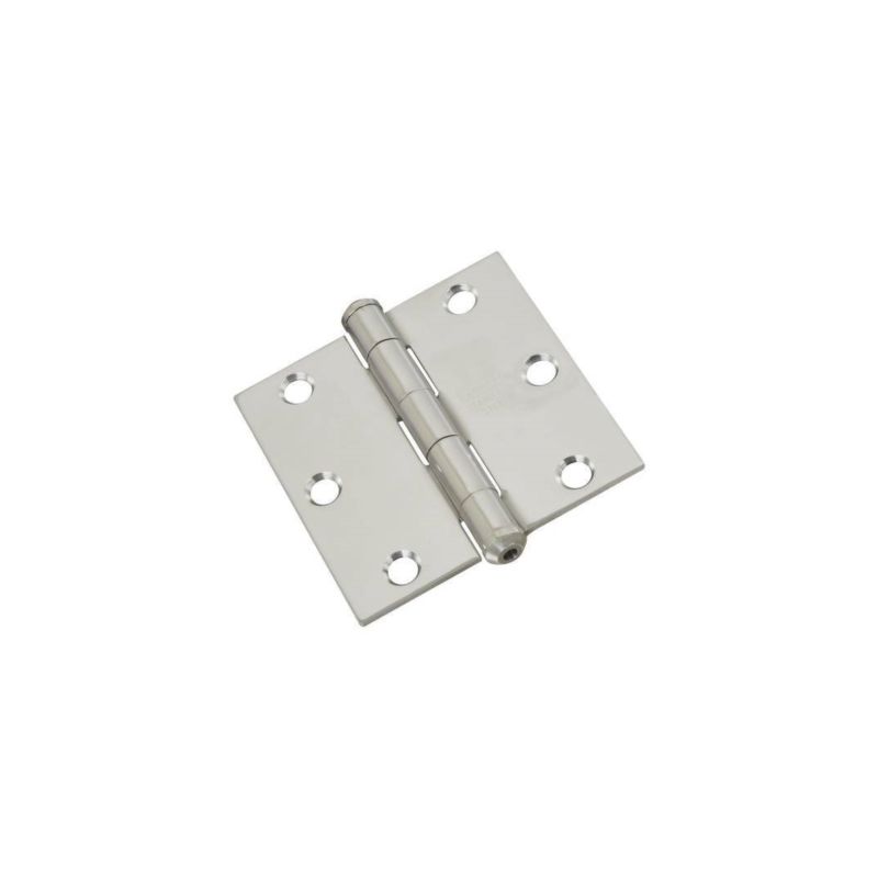 National Hardware N276-980 Door Hinge, 3 in W Frame Leaf, Stainless Steel, Stainless Steel, Non-Rising, Removable Pin