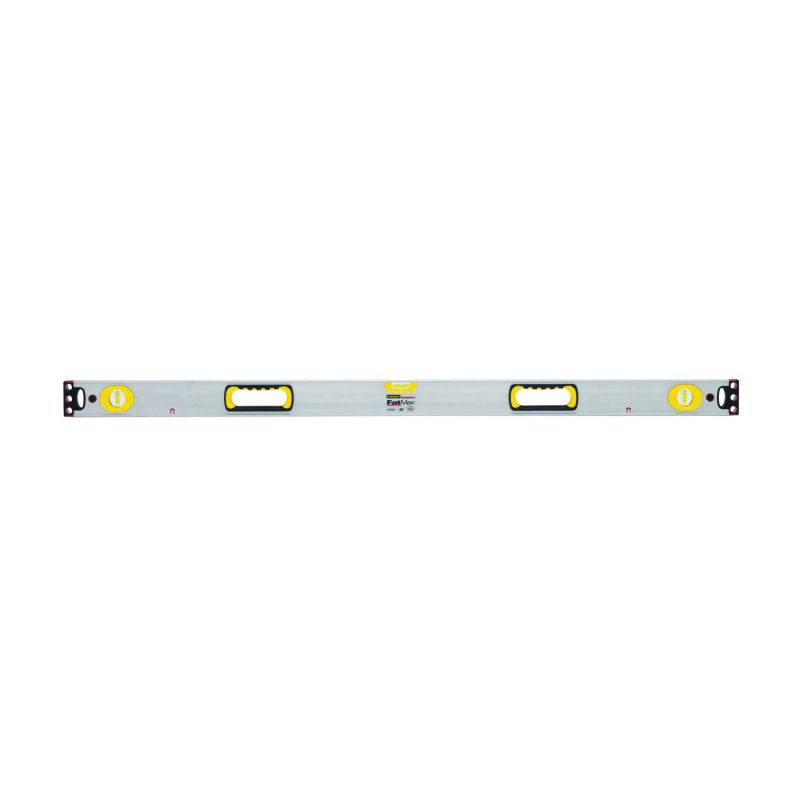 STANLEY 43-549 Box Beam Level, 48 in L, 3-Vial, 2-Hang Hole, Magnetic, Aluminum, Silver/Yellow Silver/Yellow
