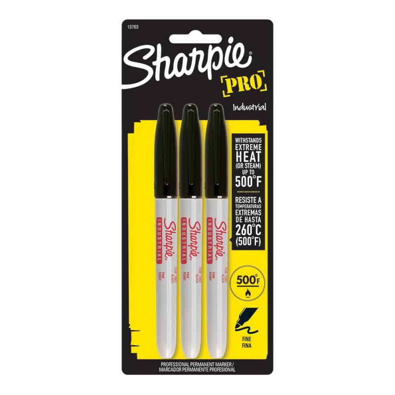 Sharpie 13763PP Industrial Permanent Marker, Fine Lead/Tip, Black Lead/Tip (Pack of 6)