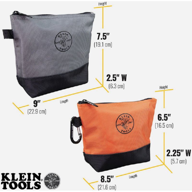 Klein Zipper Tool Bag Orange/Black, Gray/Black