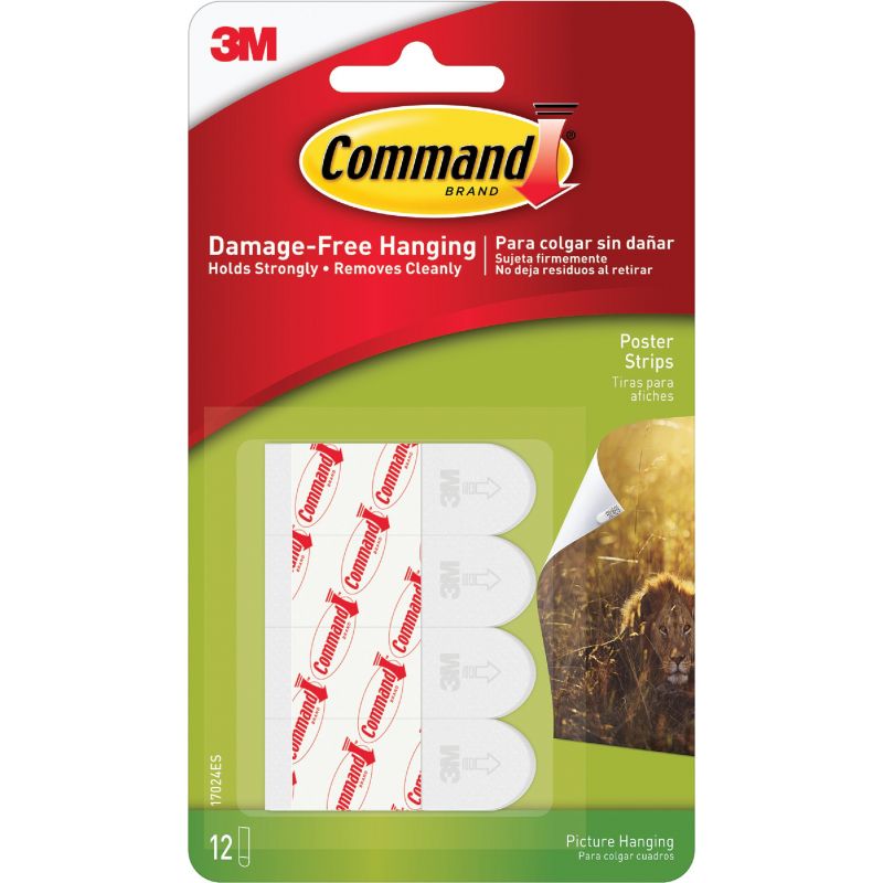 3M Command Poster Mounting Strips 1 Lb., White