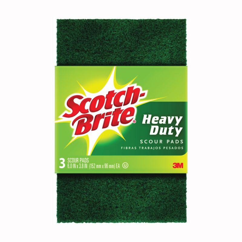 Scotch-Brite 223-7 Scour Pad, 6 in L, 3.8 in W, Green Green