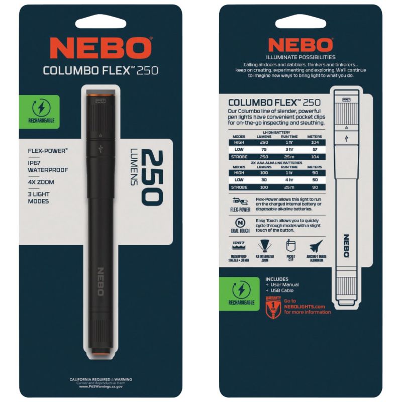 Nebo Columbo Flex LED Rechargeable Flashlight Black/Dark Gray
