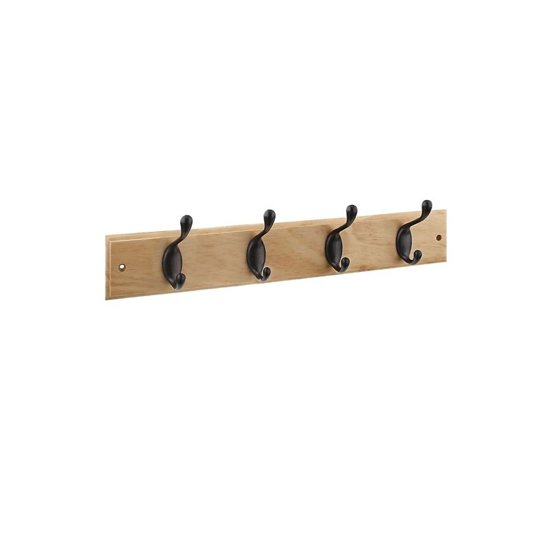 National Hardware DPV8170 S813-022 Hook Rail, 4-Hook, Wood, Oil-Rubbed Bronze Natural