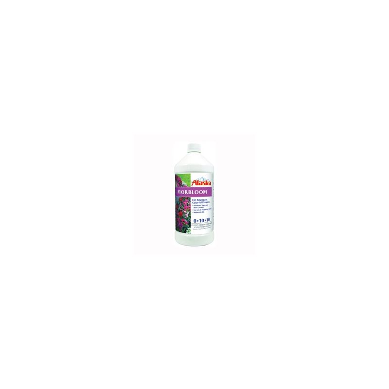 Alaska 100099251 Morbloom Fertilizer, 32 oz Bottle, Liquid, 0-10-10 N-P-K Ratio Colorless/Pale Yellow