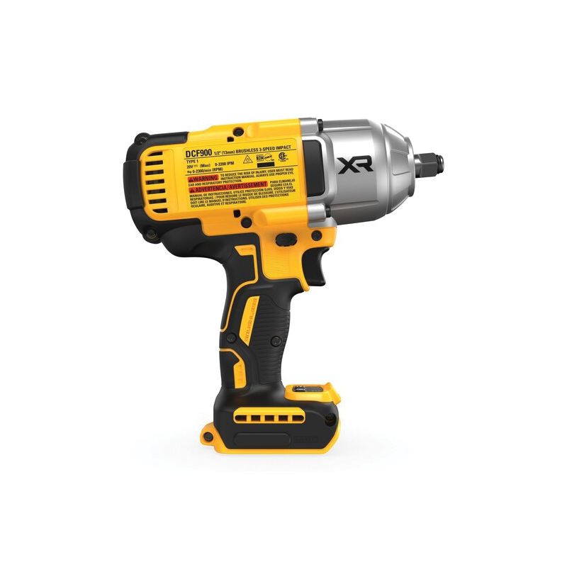 DeWALT XR DCF900B Impact Wrench with Hog Ring Anvil, Tool Only, 20 V, 1/2 in Drive, 2200 ipm IPM, 2300 rpm Speed
