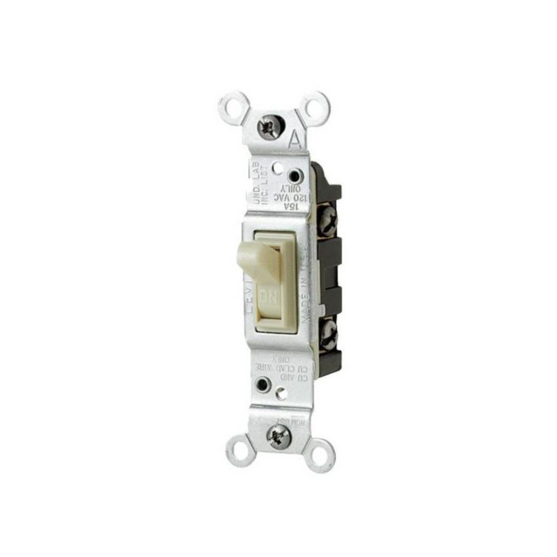 Leviton 1451-ICP Switch, 15 A, 120 V, Push-In Terminal, Thermoplastic Housing Material, Ivory Ivory