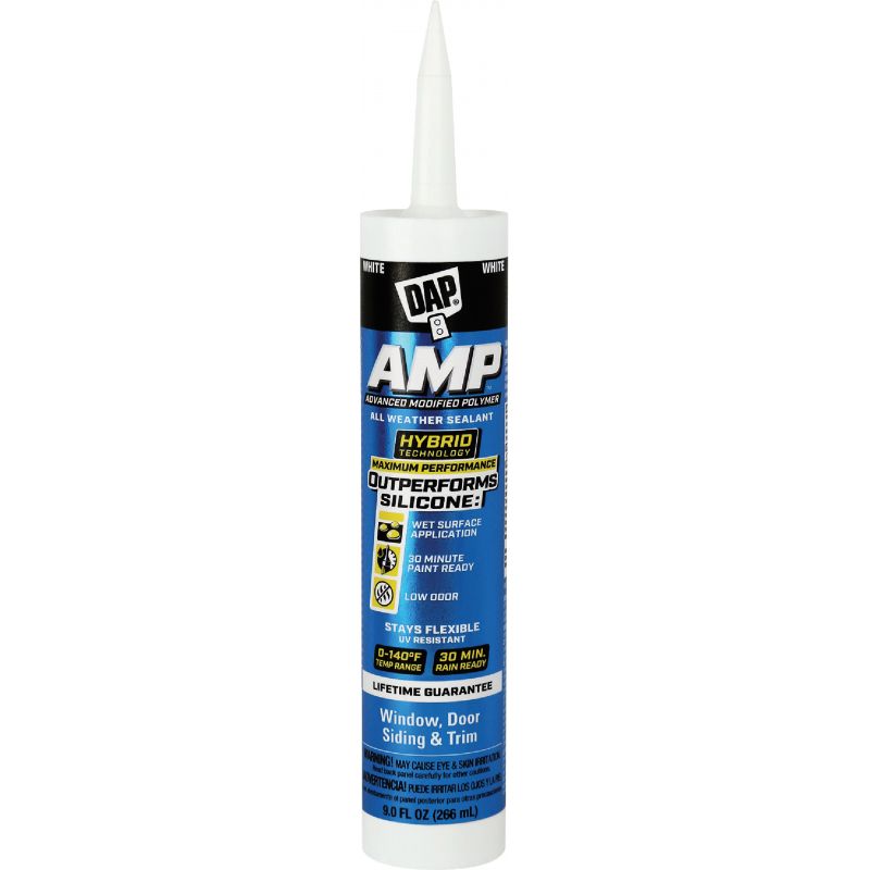 DAP AMP Window, Door &amp; Siding Polymer Sealant White, 9 Oz.