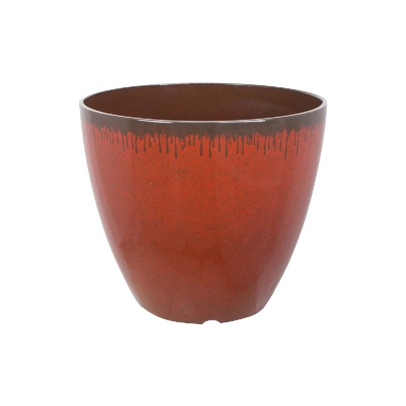 Landscapers Select PT-S023 Planter, 12 in Dia, 10 in H, Round, Resin, Red, Mocha Drip 0.346 Cu-ft, Red