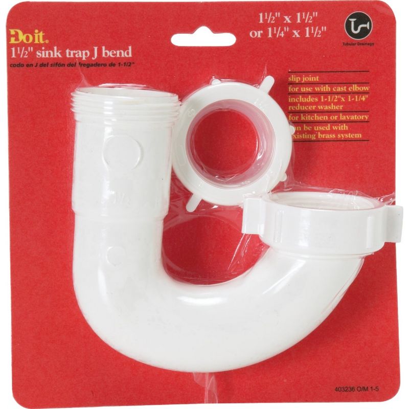 Do it Best Plastic J-Bend With Adapter 1-1/2 In. Or 1-1/4 In. X 1-1/2 In.