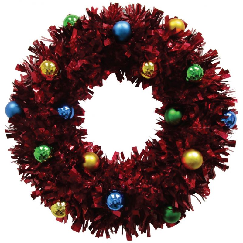 Youngcraft 17 In. Holographic Tinsel Wreath Red (Pack of 6)