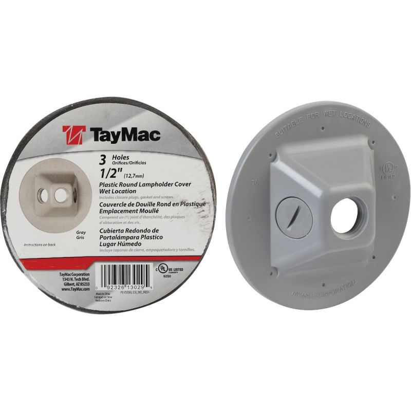 TayMac Weatherproof Outdoor Box Cover 3-Outlet, Gray