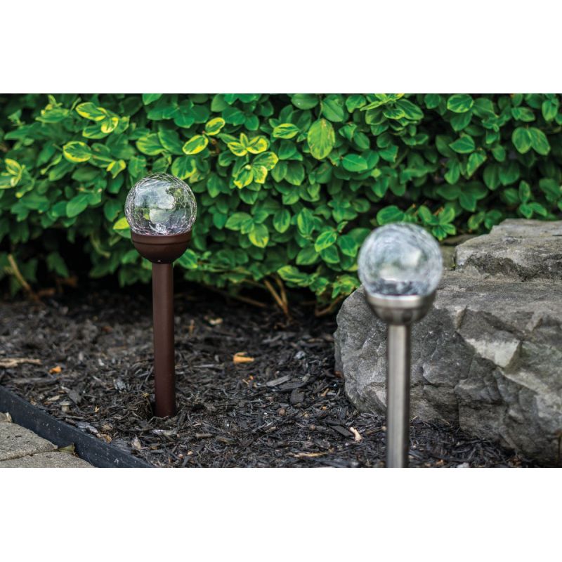Moonrays Crackle Glass Ball Color Changing Solar Stake Light Assorted (Pack of 16)