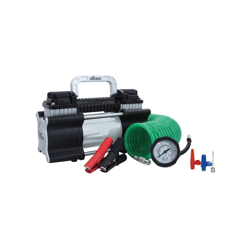 Slime 2X 40026 Tire Inflator, 12 V, 0 to 150 psi Pressure, Dial Gauge