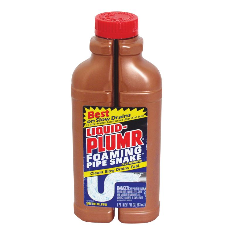 Liquid-Plumr 00216 Clog Remover, Liquid, Pale Yellow, Bleach, 17 oz Bottle Pale Yellow