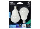 Feit Electric BPA1560N/950CA/2 LED Bulb, General Purpose, A15 Lamp, 60 W Equivalent, E17 Lamp Base, Dimmable, White