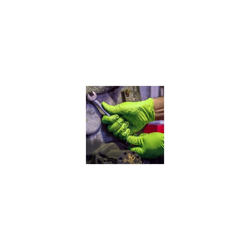 Gloveworks GWGN46100 Heavy-Duty Disposable Gloves, L, Nitrile, Powder-Free, Green, 9-1/2 in L L, Green