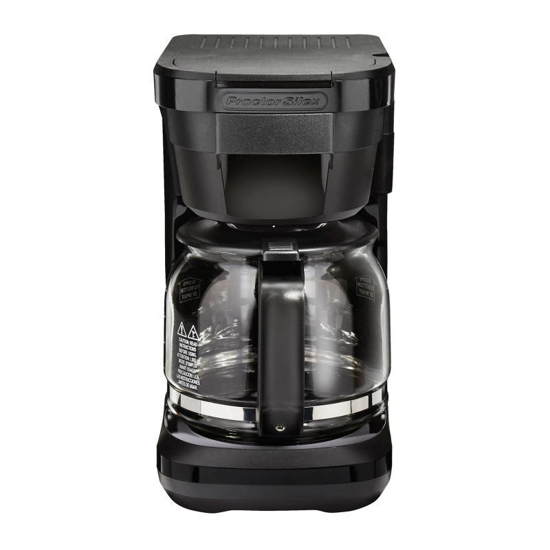 Proctor Silex 43680PS Coffee Maker, 12 Cup Capacity, 900 W, Glass/Plastic, Black 12 Cup, Black
