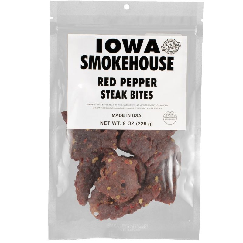 Iowa Smokehouse IS-SBRP-6CT Steak Bites, Red Pepper, 8 oz Resealable Bag