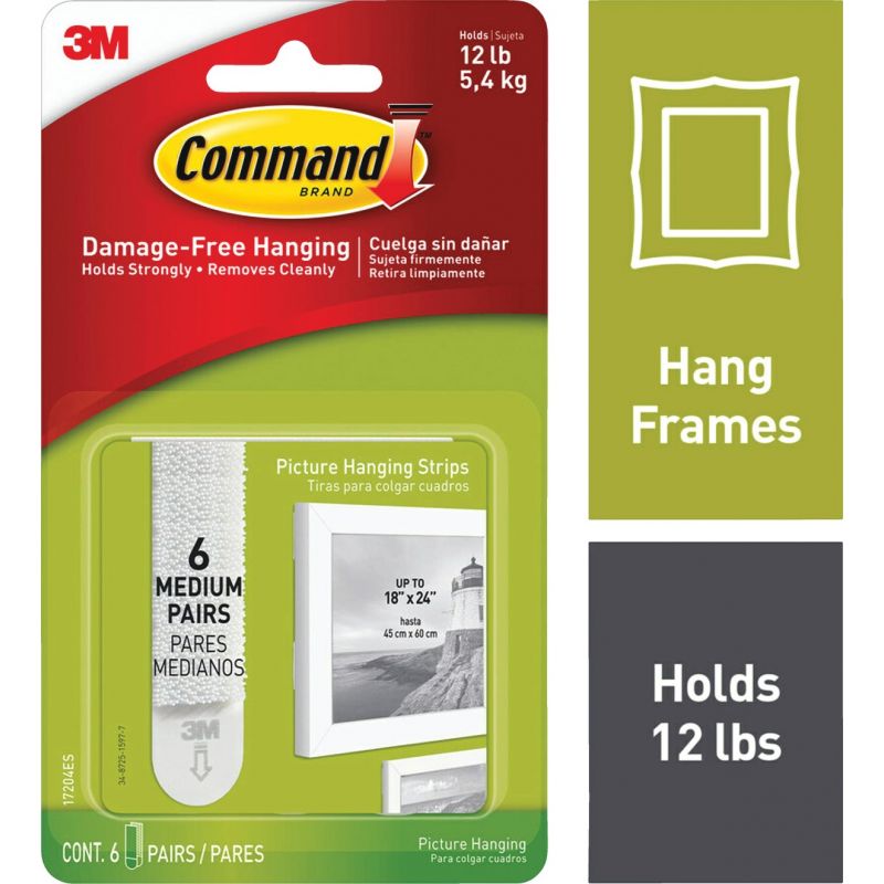 3M Command Interlocking Picture Hanger Strips White