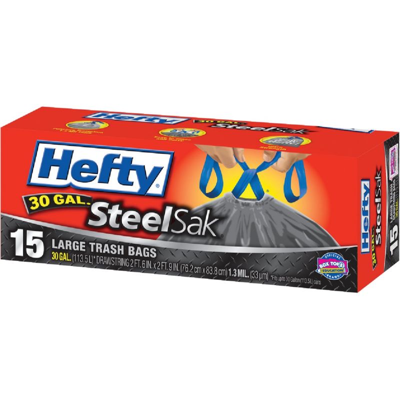 Hefty Steel Sak Trash Bag 30 Gal., Black