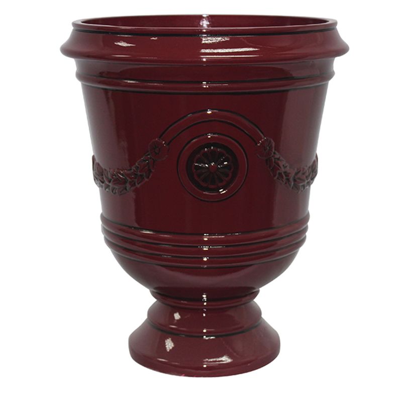 Southern Patio CMX-047025 Porter Urn, 18 in H, 15-1/2 in W, 15-1/2 in D, Ceramic/Resin Composite, Oxblood, Gloss Large, 51 Qt, Oxblood