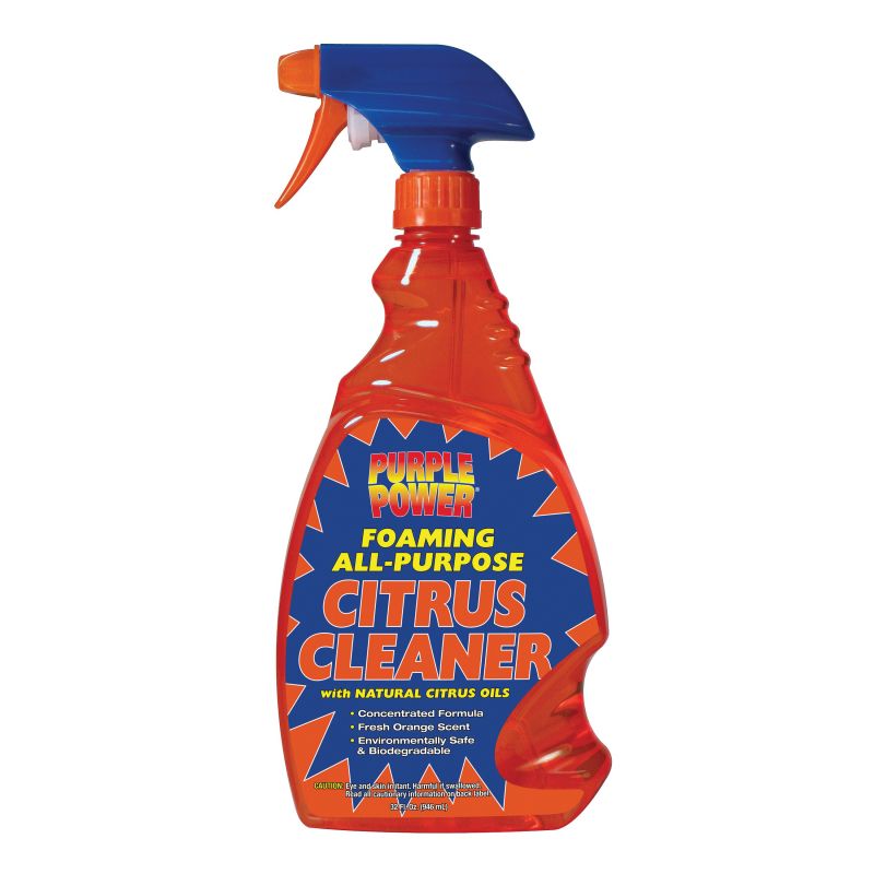 Purple Power 4398PS Citrus Cleaner, 32 oz Bottle, Liquid, Pleasant Orange Clear/Orange