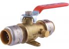 SharkBite Brass Push-Fit Ball Valve with Drain &amp; Mounting Tab 3/4 In. X 3/4 In. X 1/8 In.