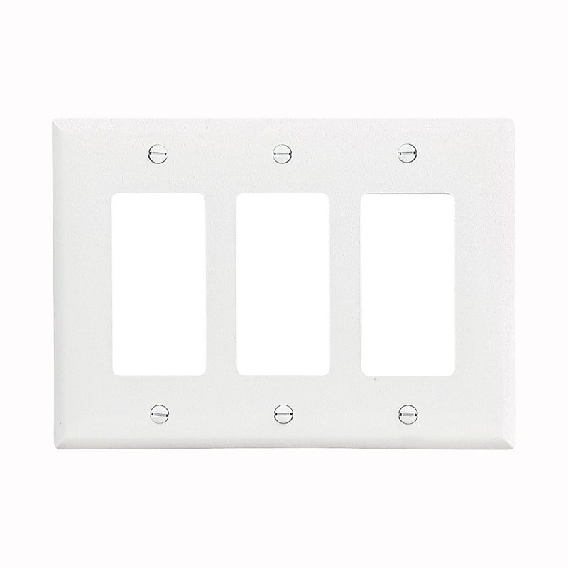 Eaton Wiring Devices PJ263W Wallplate, 4.87 in L, 6-3/4 in W, 3 -Gang, Polycarbonate, White, High-Gloss White