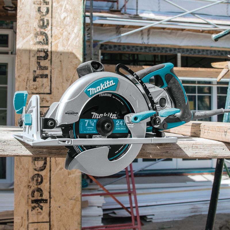 Makita 5377MG Hypoid Saw, 15 A, 7-1/4 in Dia Blade, 5/8 in Arbor, 2-3/8 in D Cutting, 51.5 deg Bevel