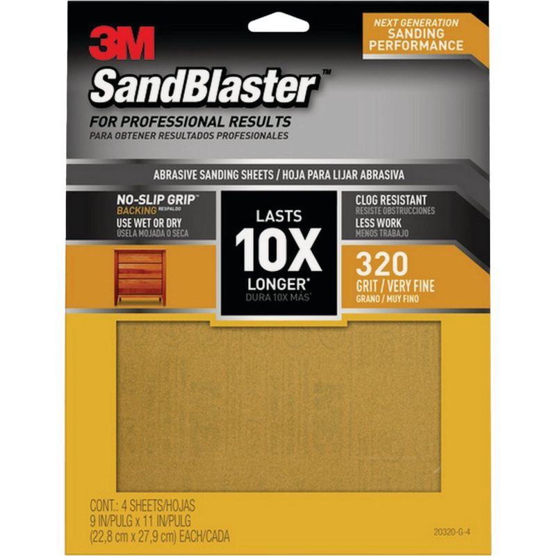 3M SandBlaster No-Slip Grip Backing Sandpaper, 11 In. x 9 In.