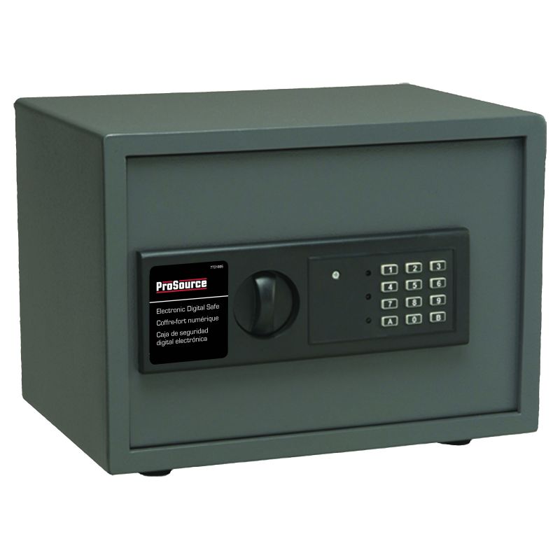 ProSource JL-45891-3L Digital Electronic Safe, 13-3/4 in W x 9-7/8 in D x 9-7/8 in H Exterior, Solid Steel, Dark Gray Dark Gray