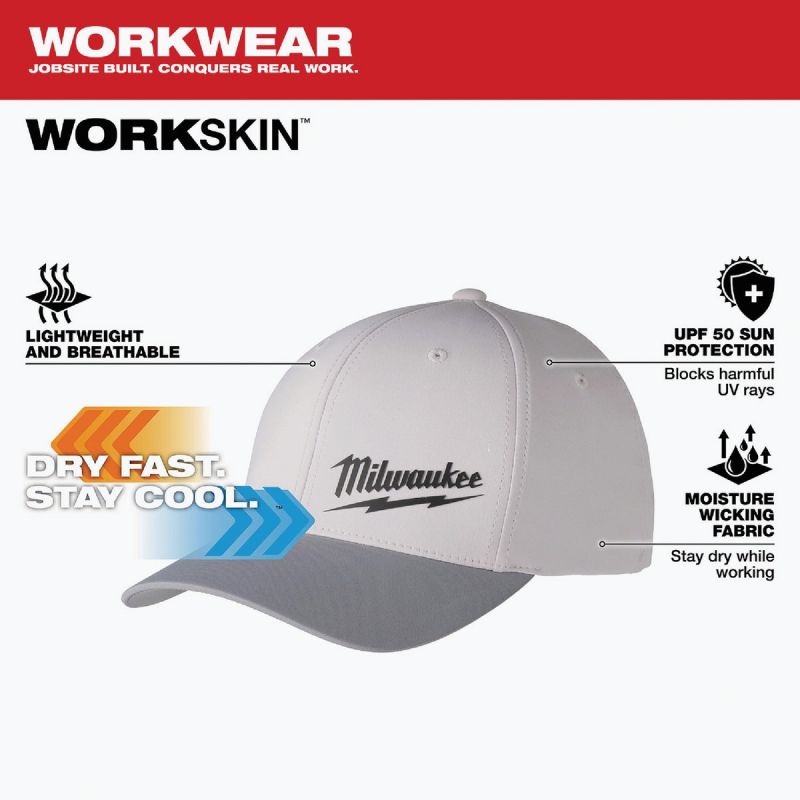 Milwaukee Workskin Performance Fitted Baseball Cap Gray, Fitted