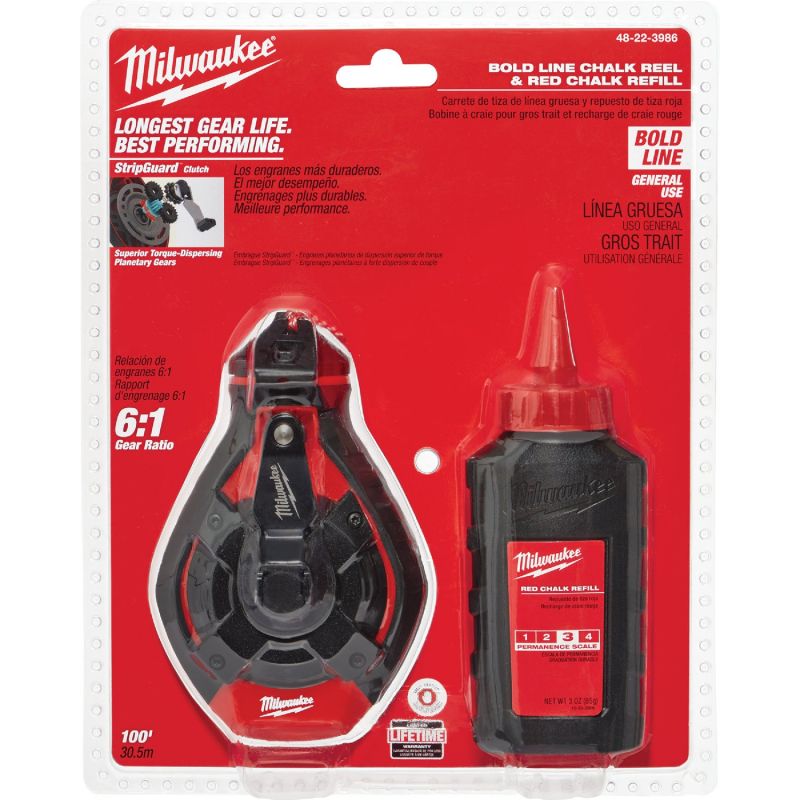 Milwaukee Bold Chalk Line Reel and Chalk Red