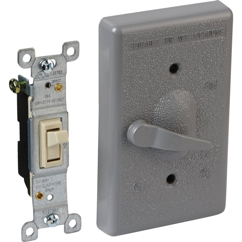 Bell Weatherproof Outdoor Switch Cover Gray, 15A