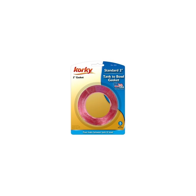 Korky 463BP Tank-to-Bowl Gasket, 2-1/8 in ID x 3-1/2 in OD Dia, Sponge Rubber, Red, For: 2 in 2-Piece Toilet Tanks Red