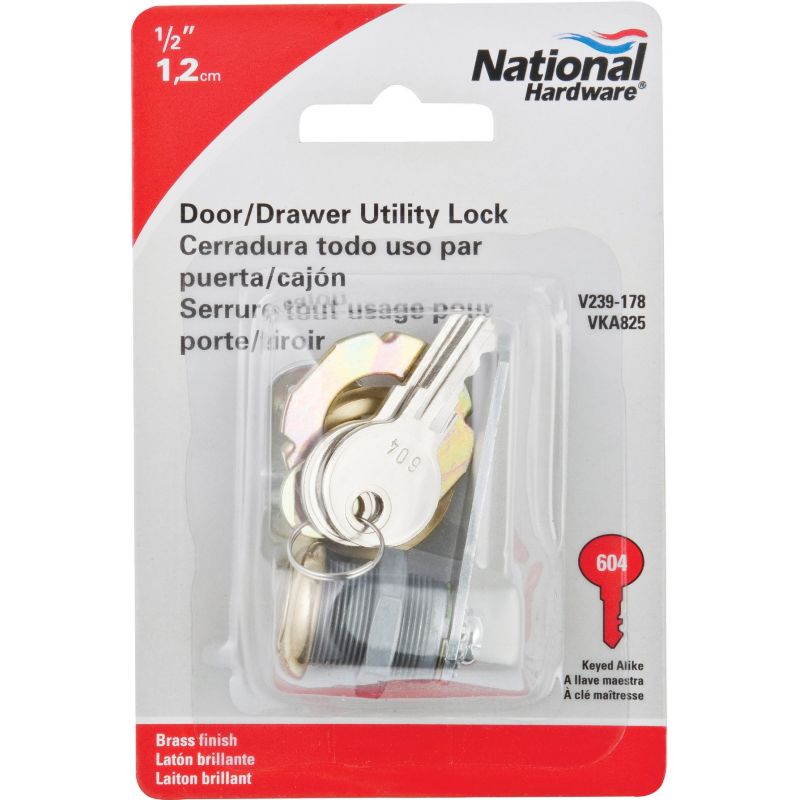 National VKA825 Utility Lock 1/2 In., Brass